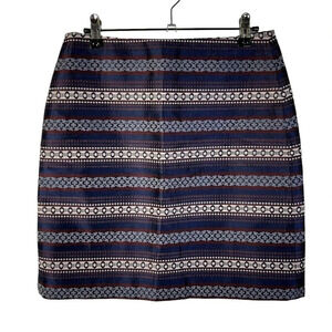 Ann Taylor LOFT Navy Blue & Red Printed Mini Skirt 2